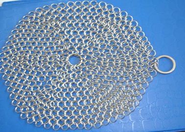 7 * 7 Stainless Steel Chainmail Cast Iron Pan Scrubber Food Grade Polishing Permukaan