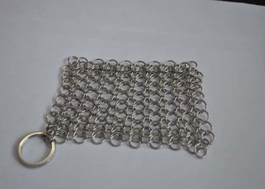 7 * 7 Stainless Steel Chainmail Cast Iron Pan Scrubber Food Grade Polishing Permukaan